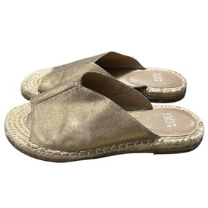 EILEEN FISHER Milly Gold Venus Metallic Espadrille Flats Slip On Sandals 7.5